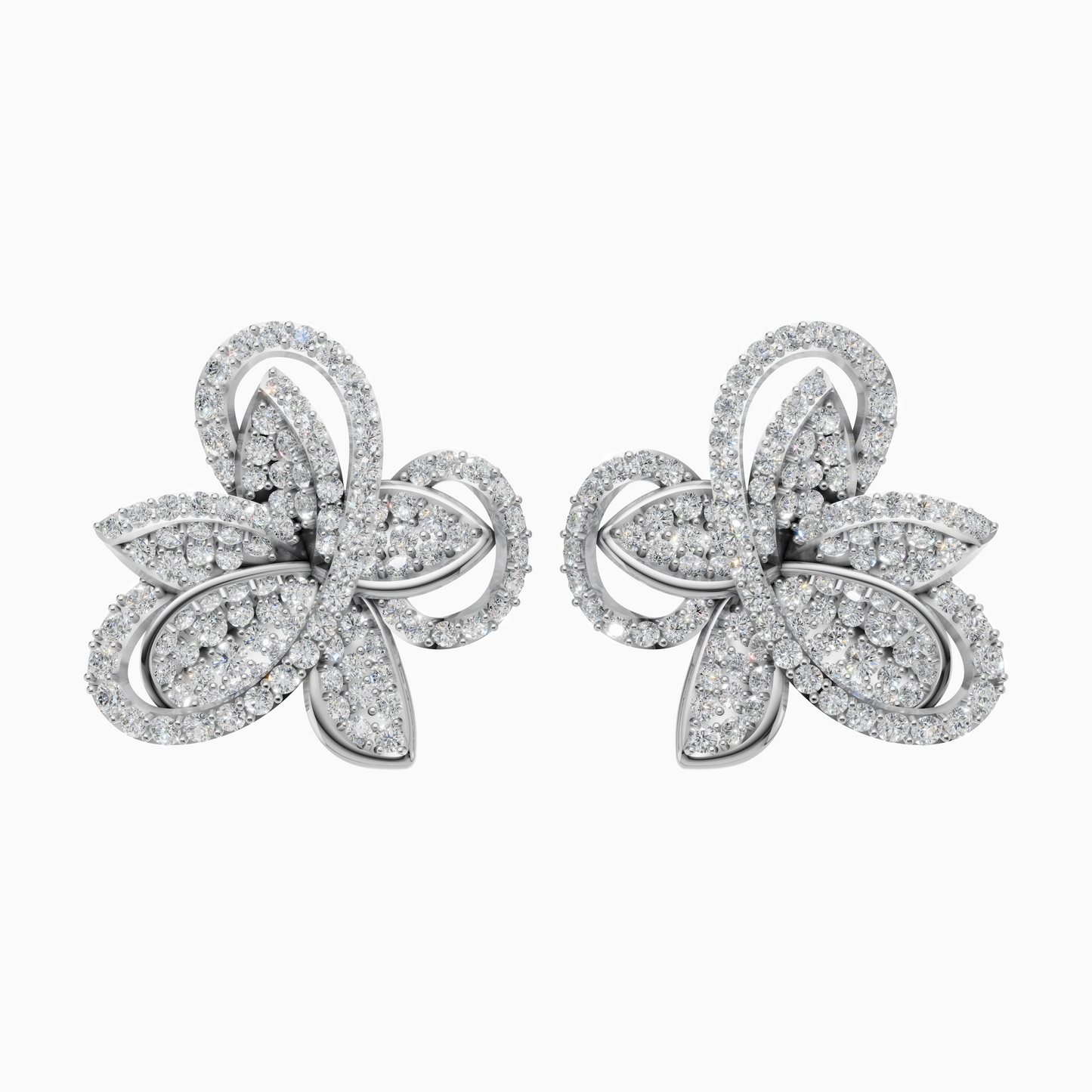 Silver Dancing Blossom Stud Earrings