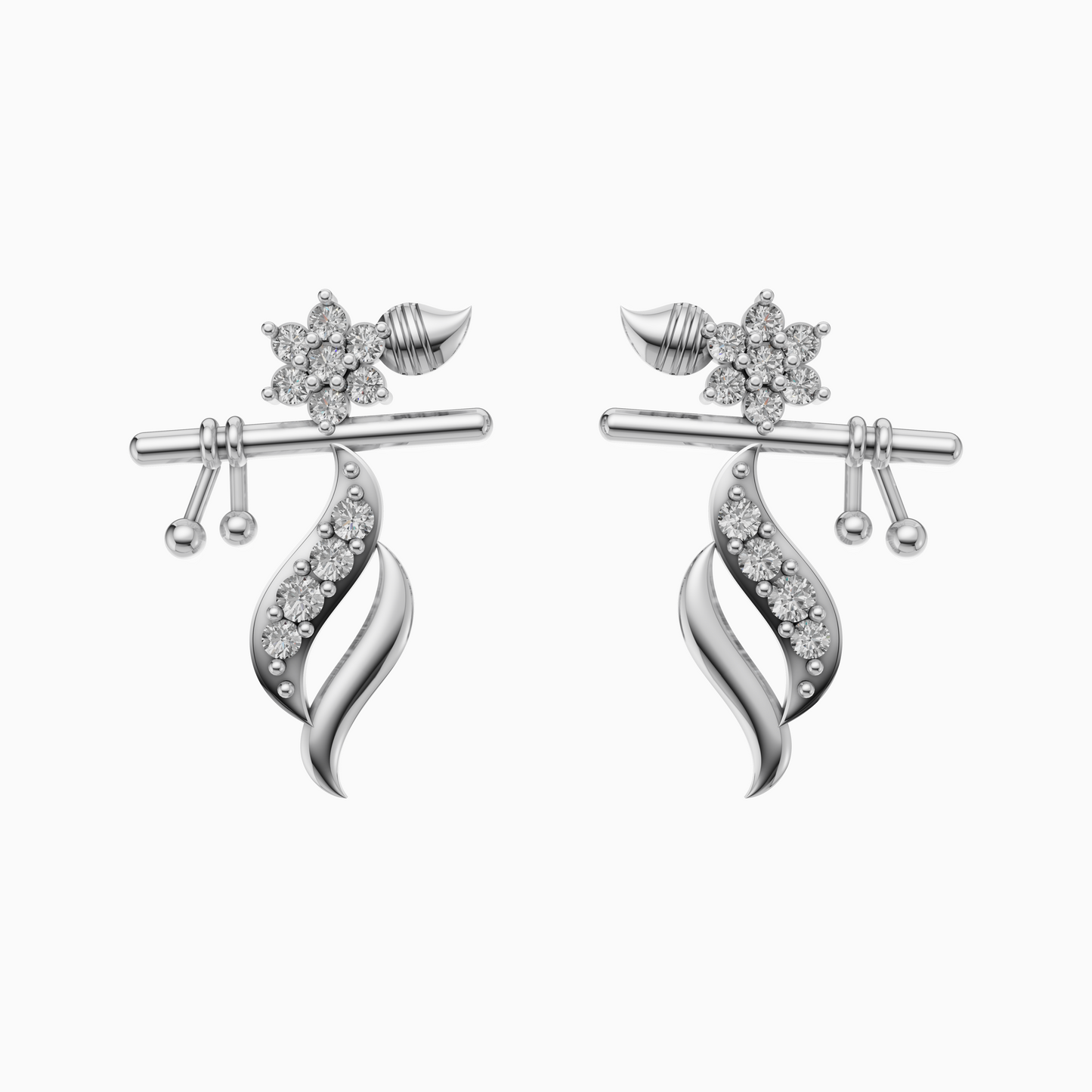 Silver Twirl & Star Charm Earrings