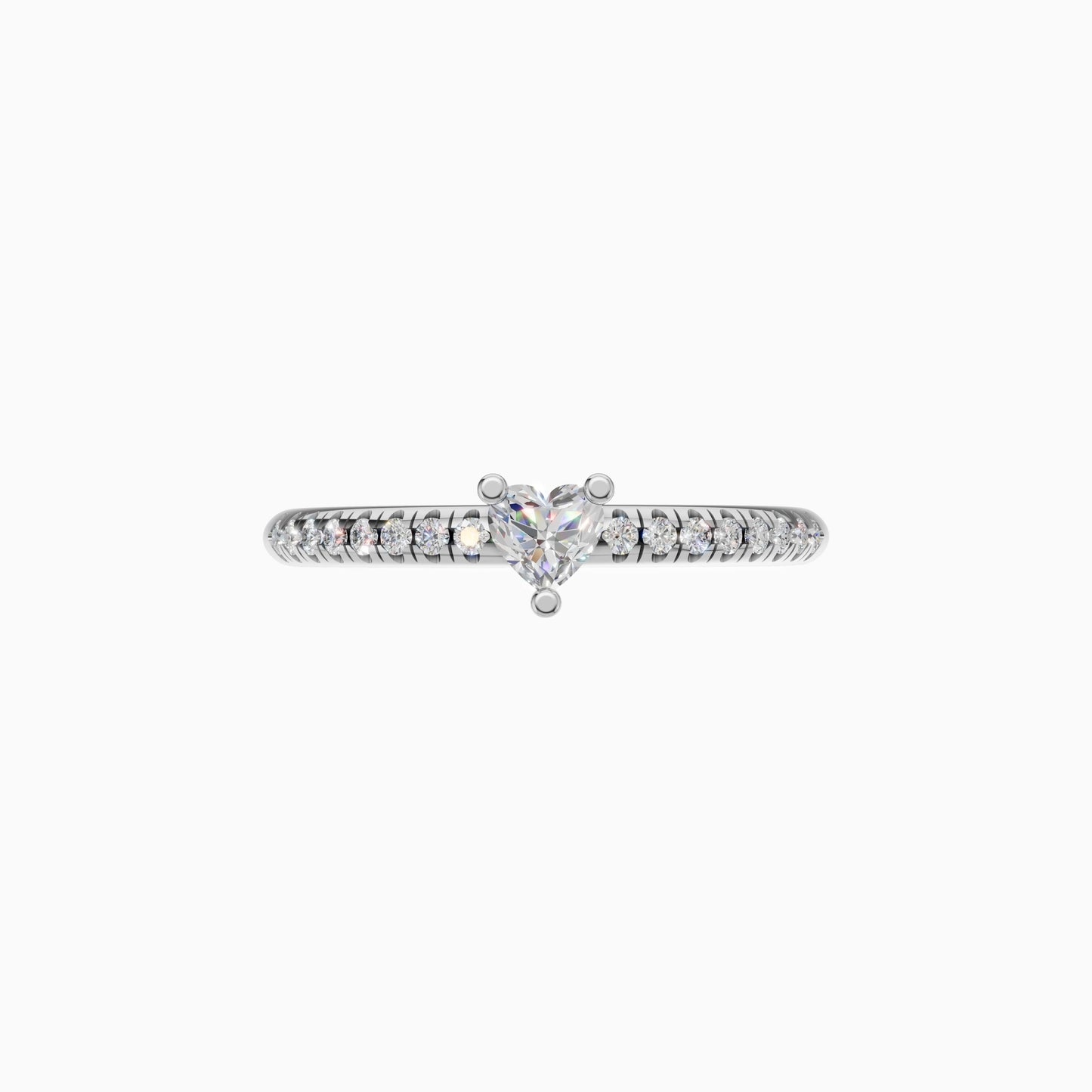 Silver Heart-Cut Solitaire Ring
