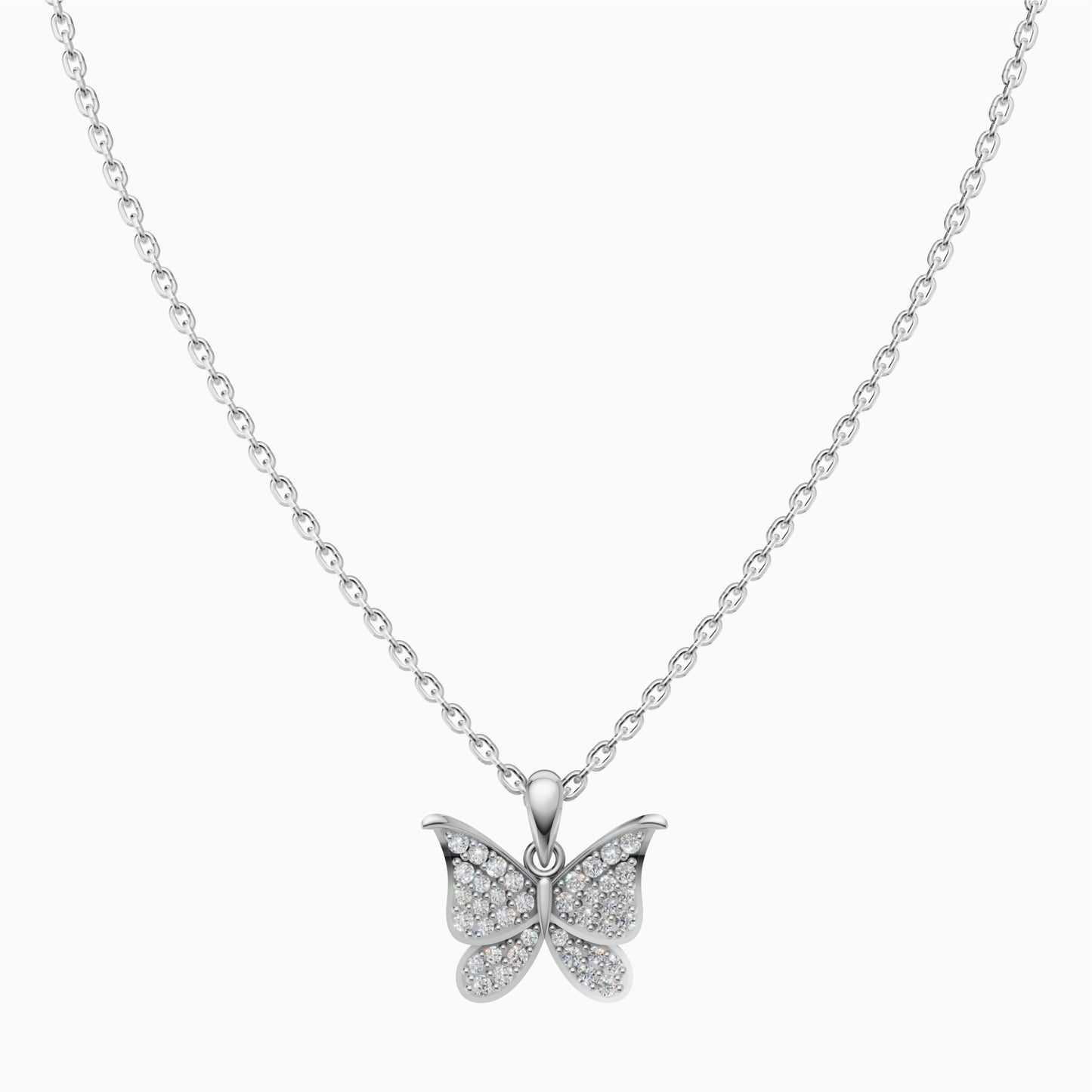Silver Butterfly Stone Pendant