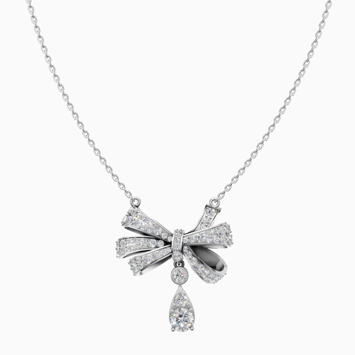 Silver Drop Bow Charm Pendant