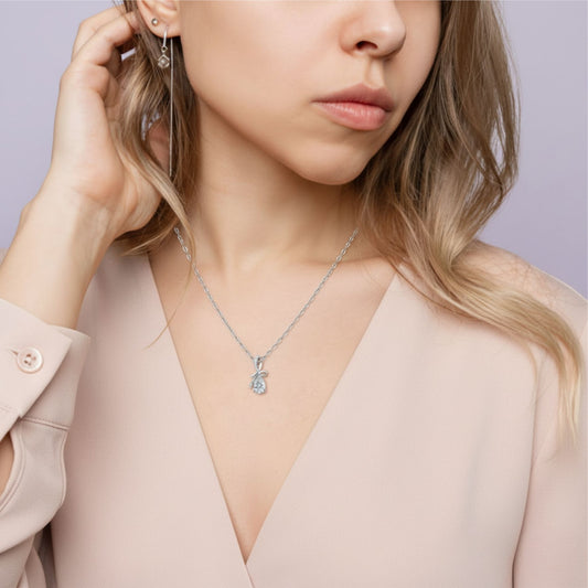 Silver Teardrop White Stone Pendant