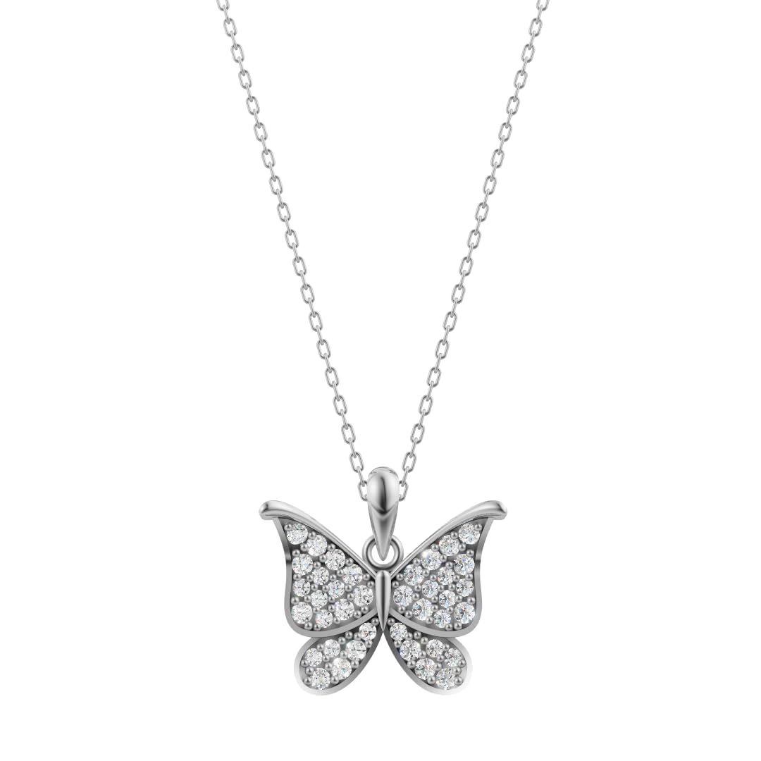 Silver Sparkling Butterfly Pendant
