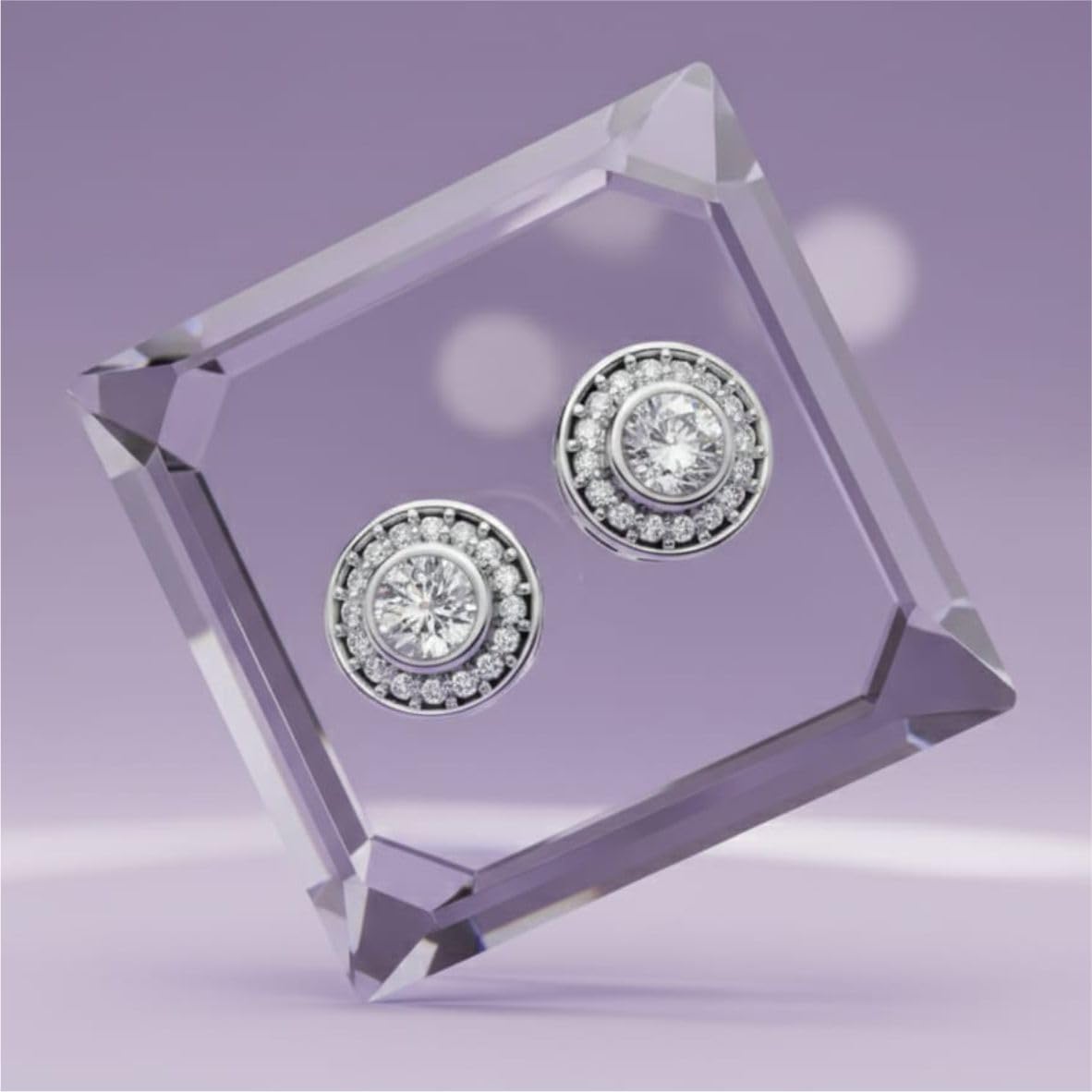 Silver Celestial Halo Stud Earrings