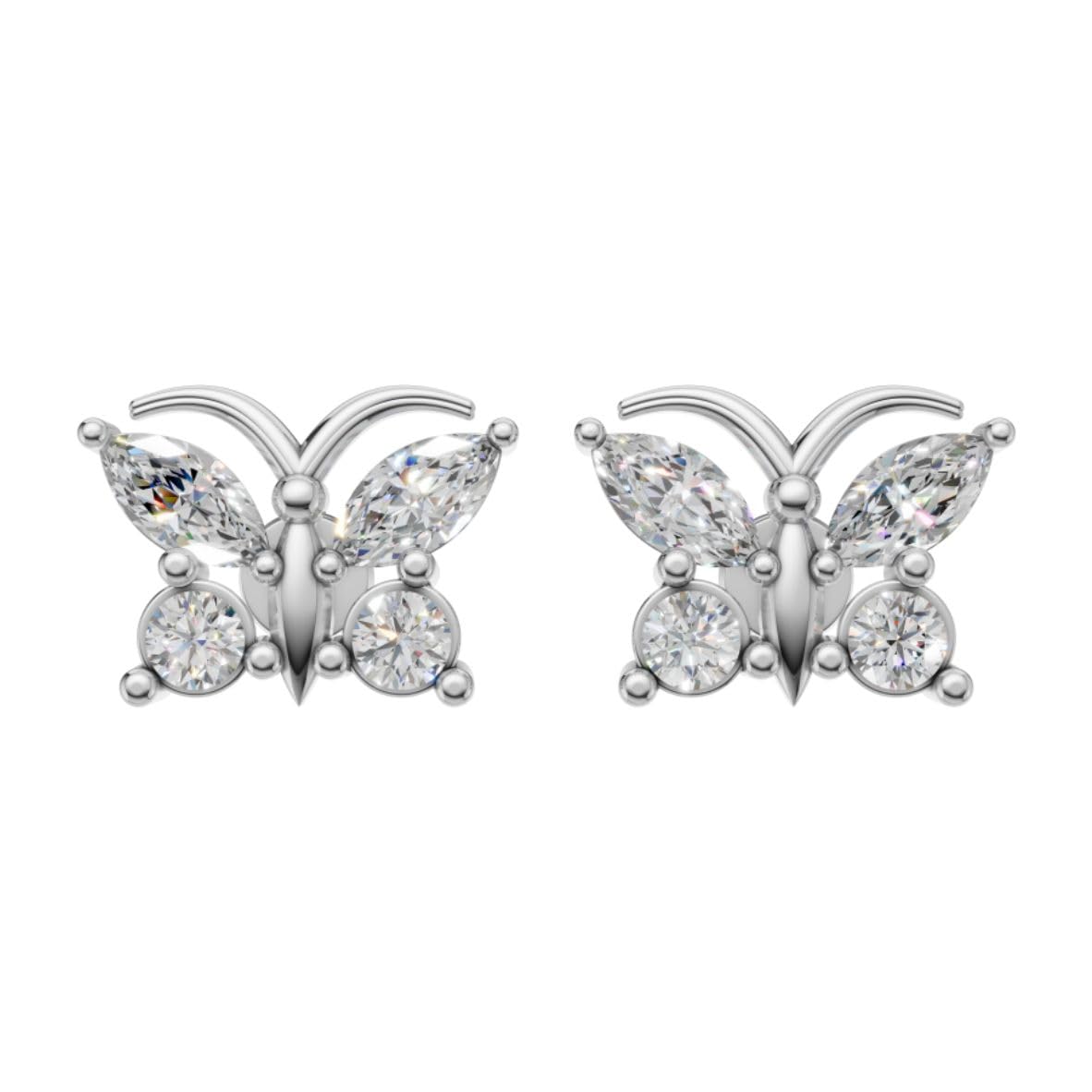 Silver Butterfly Aura Stud Earrings