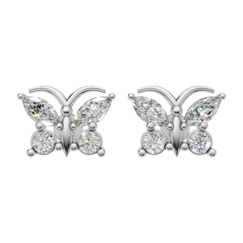 Silver Butterfly Aura Stud Earrings