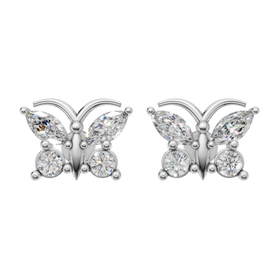 Silver Butterfly Aura Stud Earrings