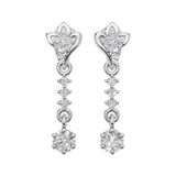 Silver Floral Drop Earrings