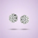 Silver Floral Radiance Stud Earrings