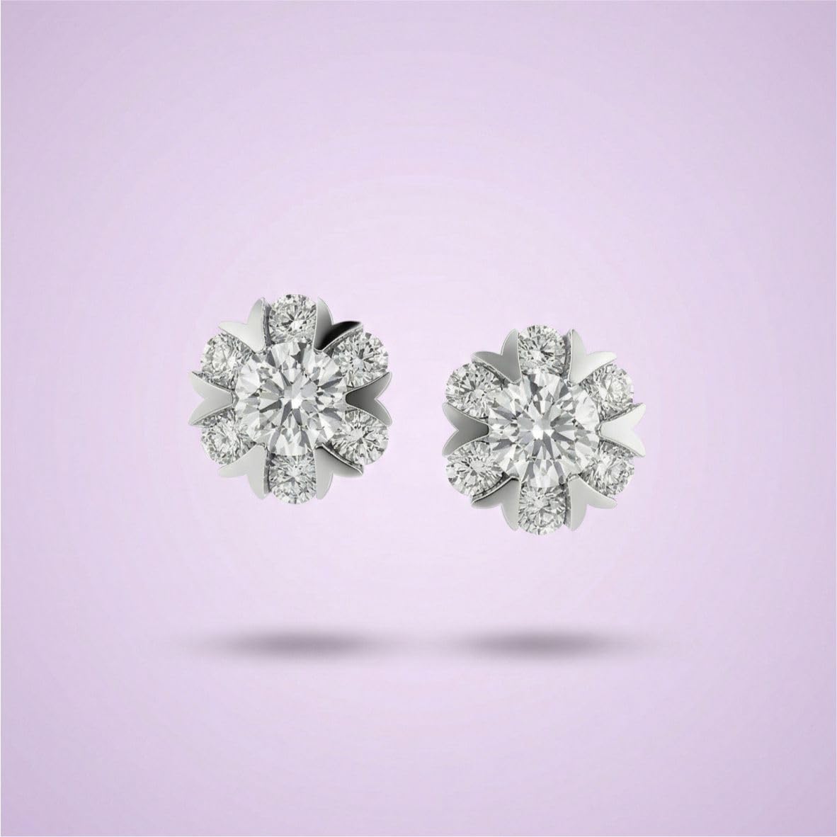 Silver Floral Radiance Stud Earrings