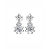 Silver Twin Radiant Drop Earrings
