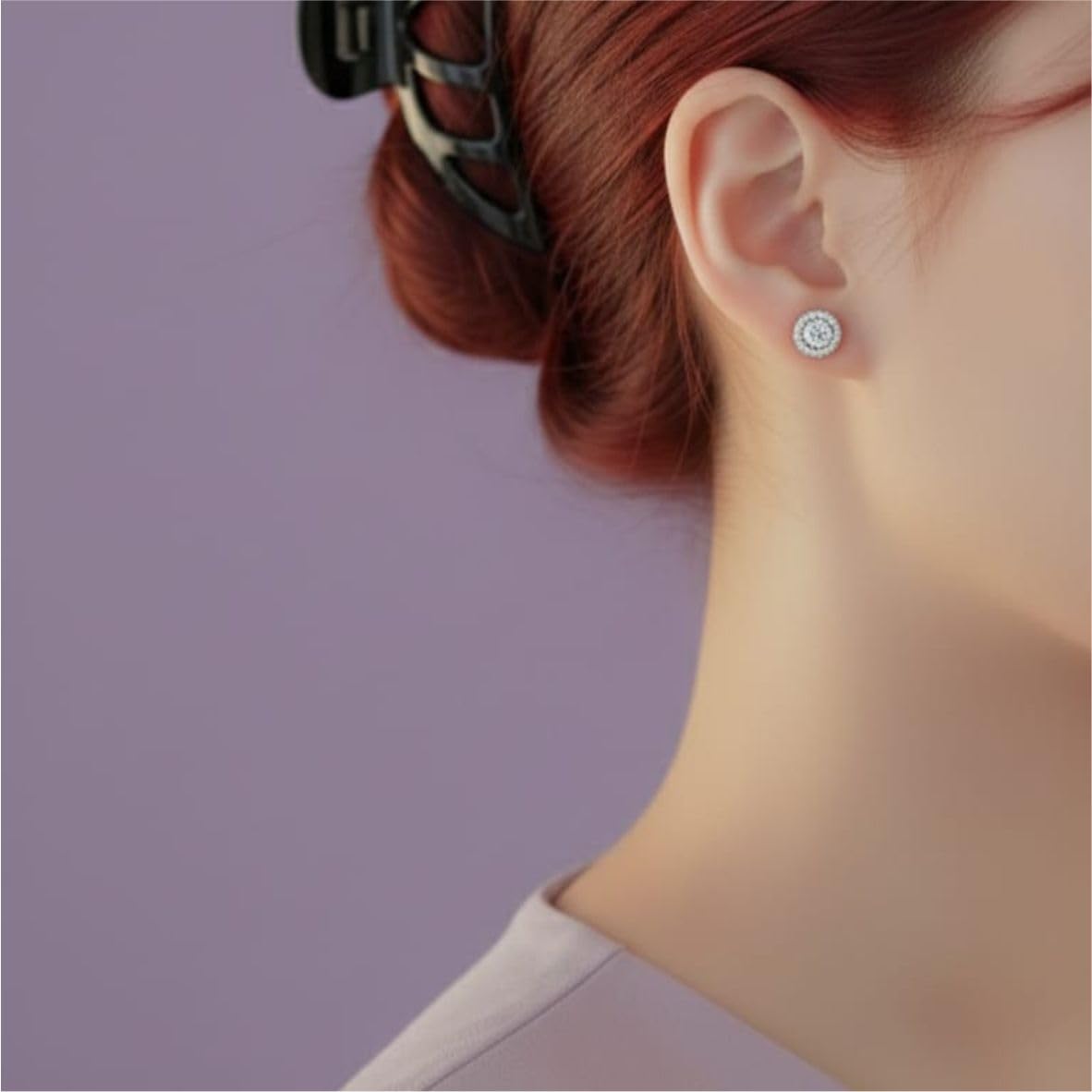 Silver Celestial Halo Stud Earrings