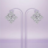 Silver Diamond-Petal Stud Earrings