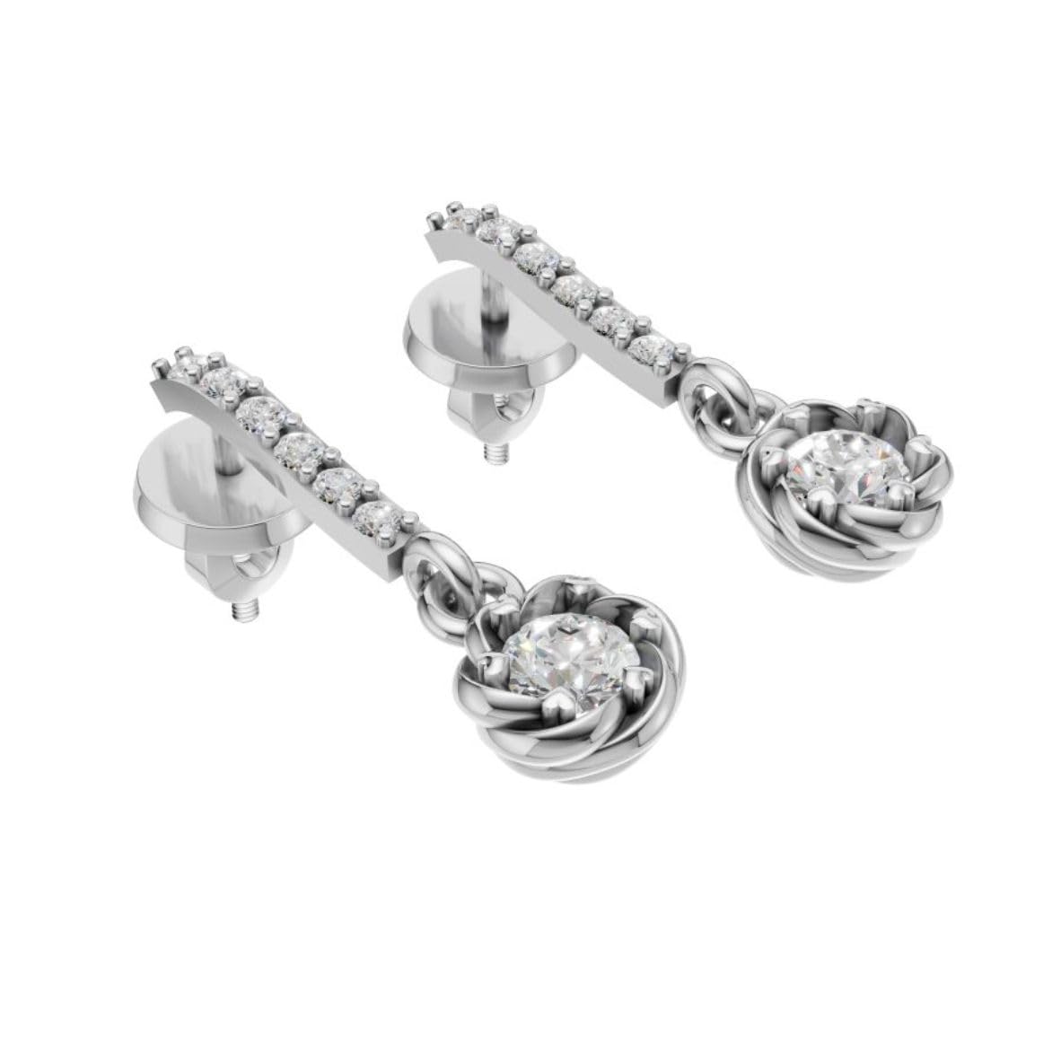 Silver Crystal Drop Bar Earrings