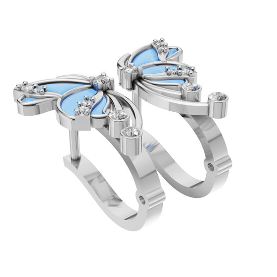 Silara Blue Petal Butterfly Earrings
