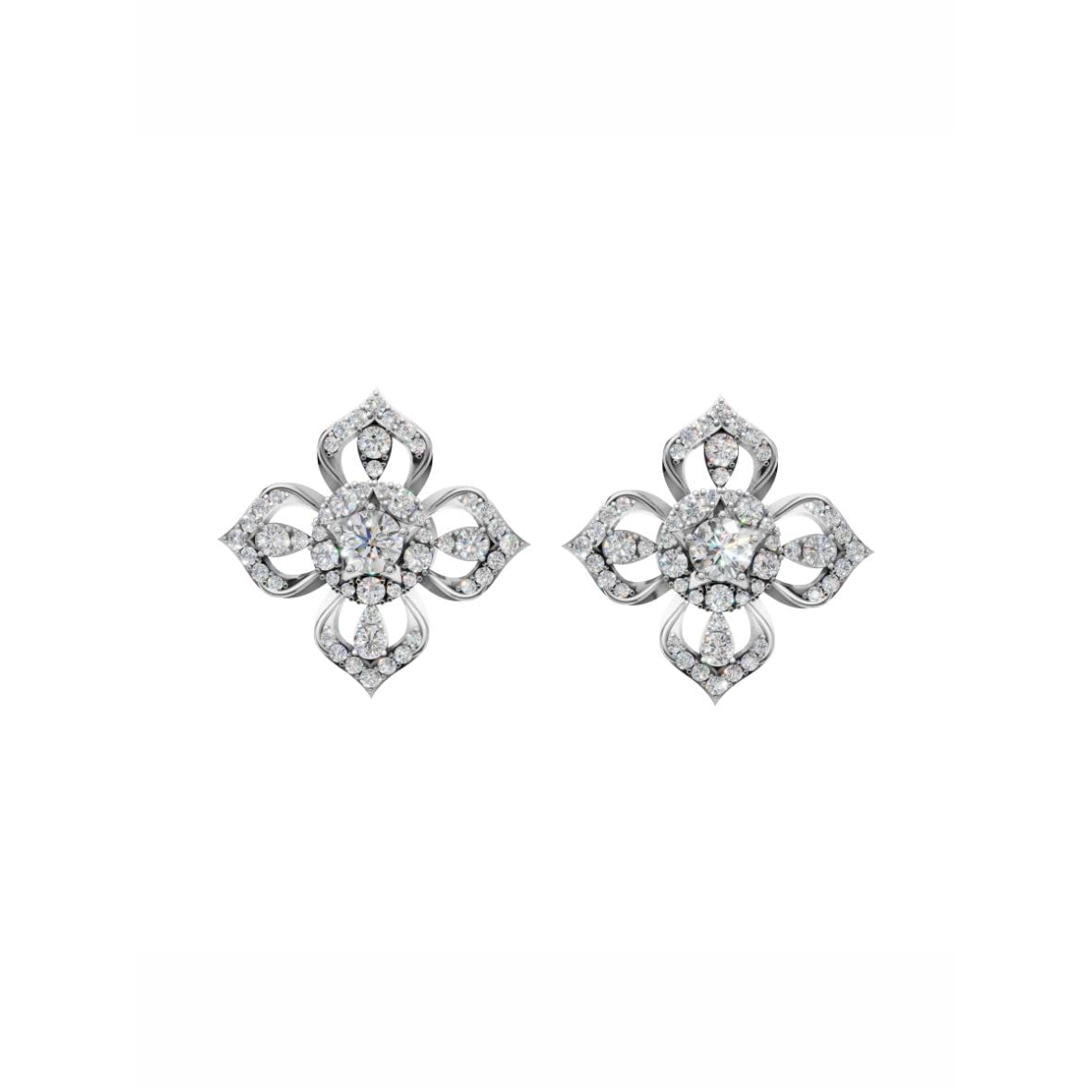Silver Regal Petal Cluster Earrings