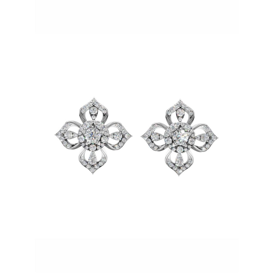 Silver Regal Petal Cluster Earrings