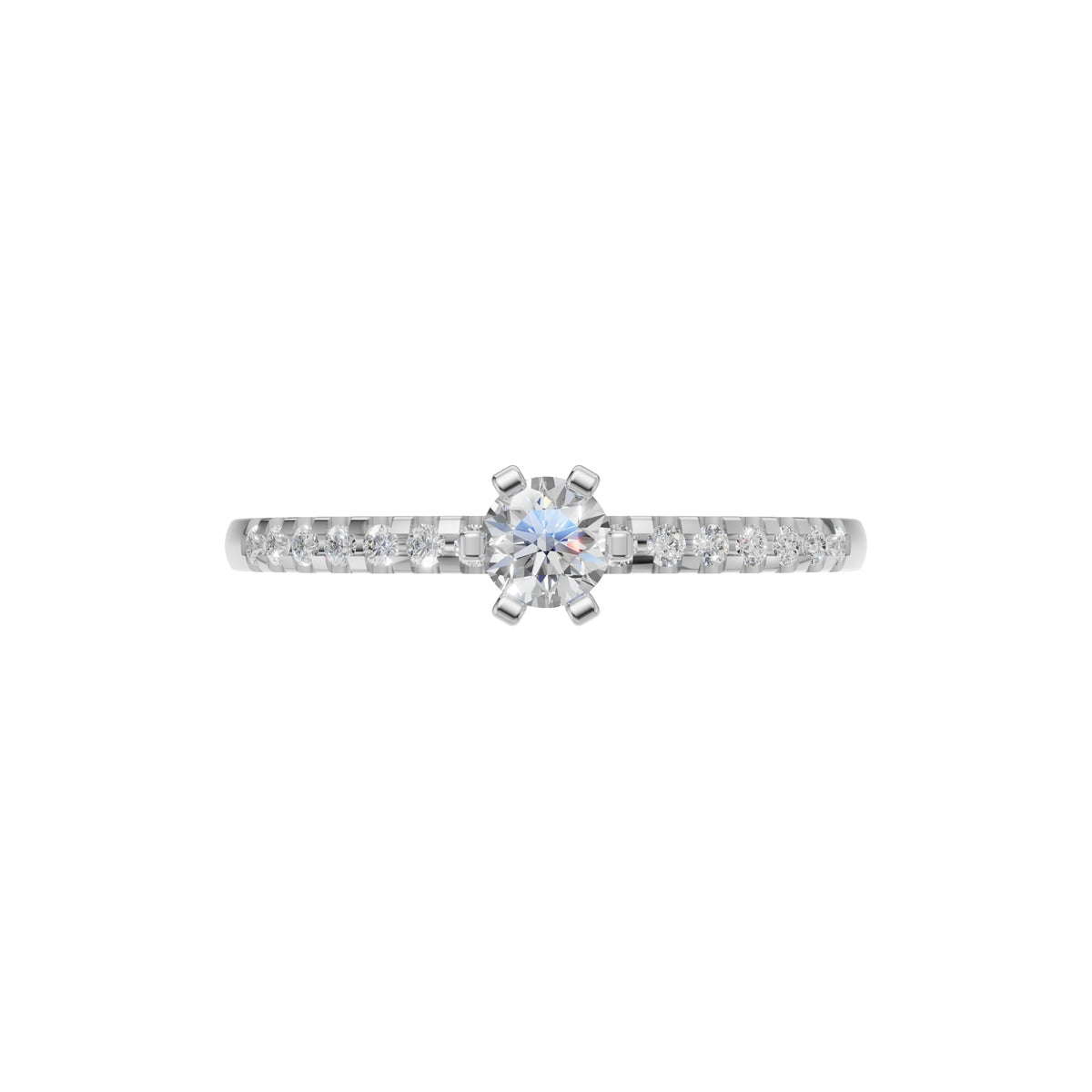 Silver Side-Stone Solitaire Ring