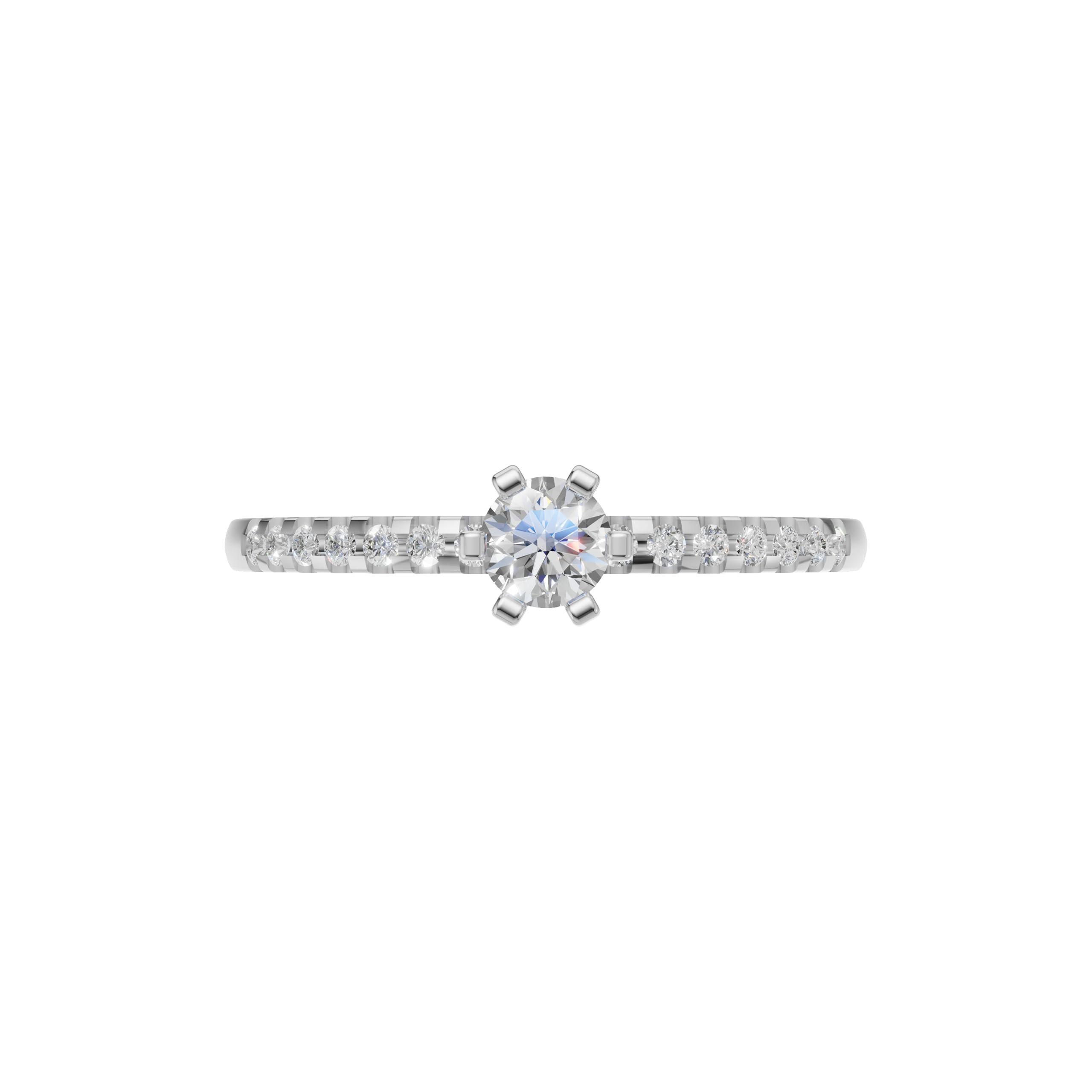 Silver Side-Stone Solitaire Ring