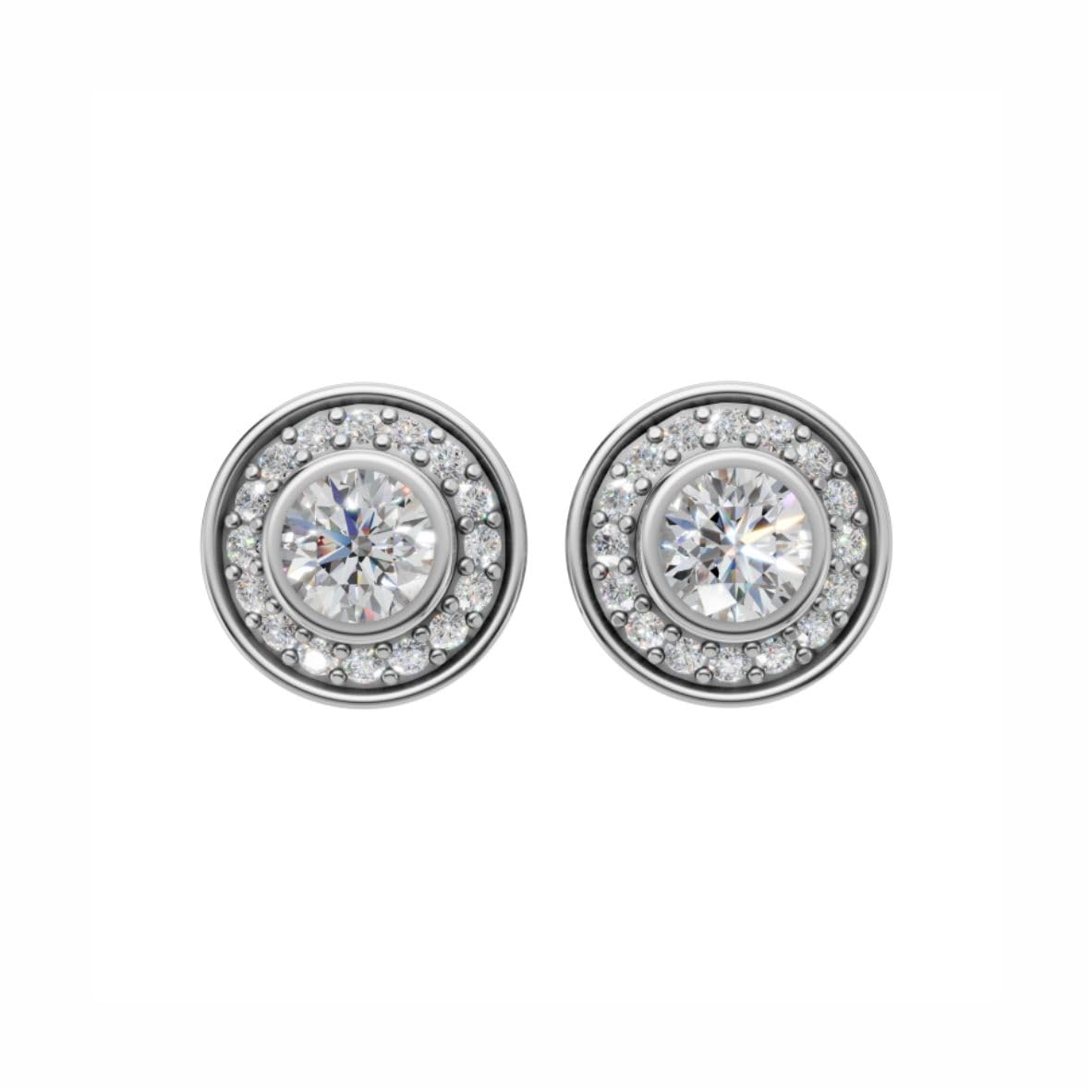 Silver Celestial Halo Stud Earrings