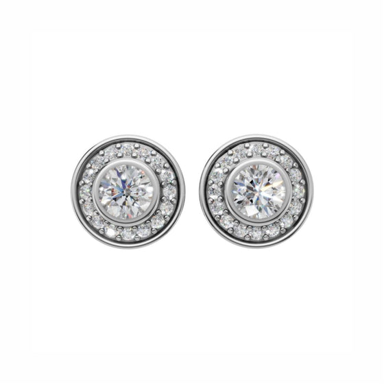 Silver Celestial Halo Stud Earrings