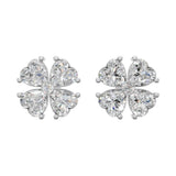 Silver Four-Leaf Radiant Stud Earrings