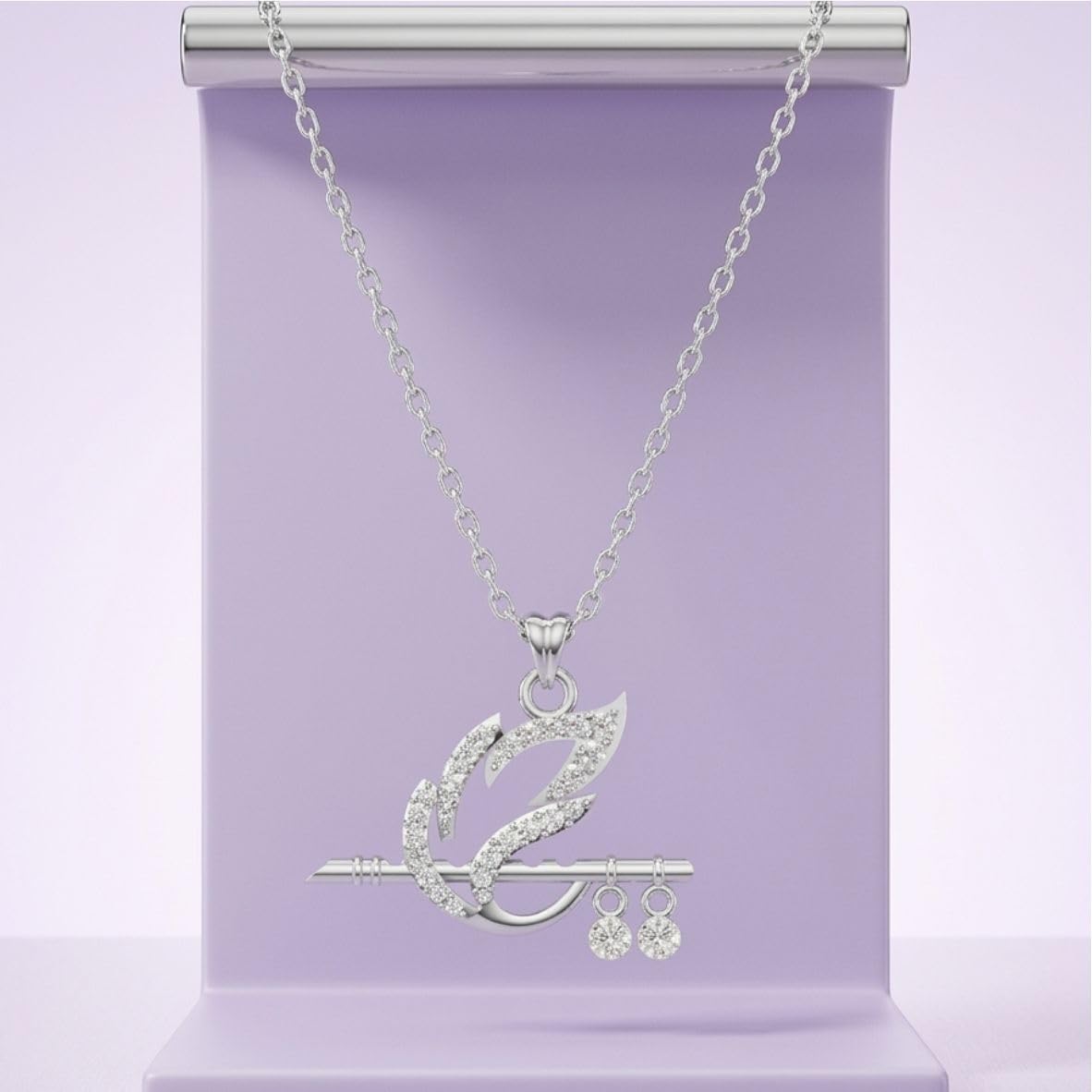 Silver Krishna Flute Grace Pendant