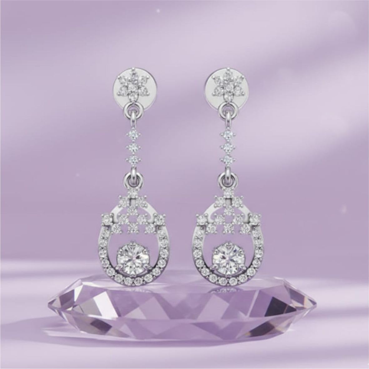 Silver Dazzling Cascade Drop Earrings
