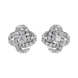 Silver Textured Rosebud Stud Earrings