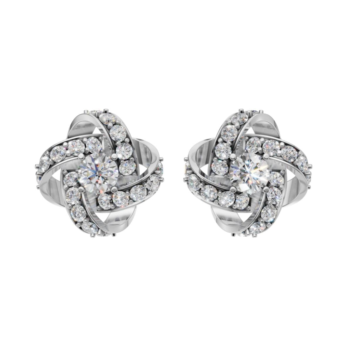 Silver Textured Rosebud Stud Earrings