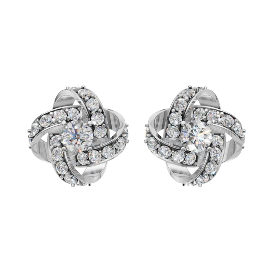 Silver Textured Rosebud Stud Earrings