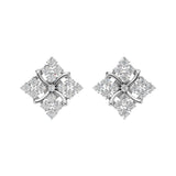 Silver Diamond-Petal Stud Earrings