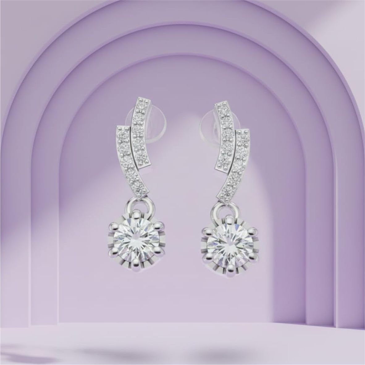 Silver Radiant Curve Drop Earrings