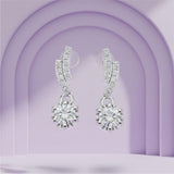 Silver Radiant Curve Drop Earrings