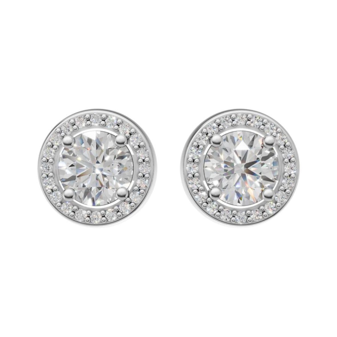Silver Round Halo Stud Earrings