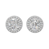 Silver Round Halo Stud Earrings