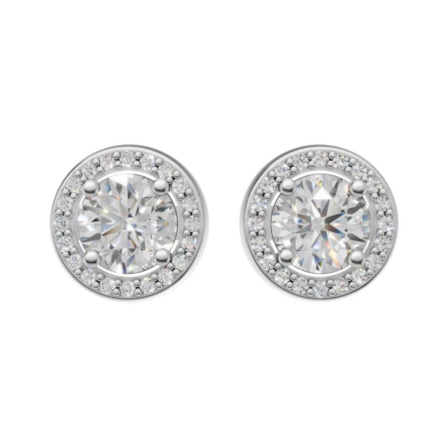 Silver Round Halo Stud Earrings