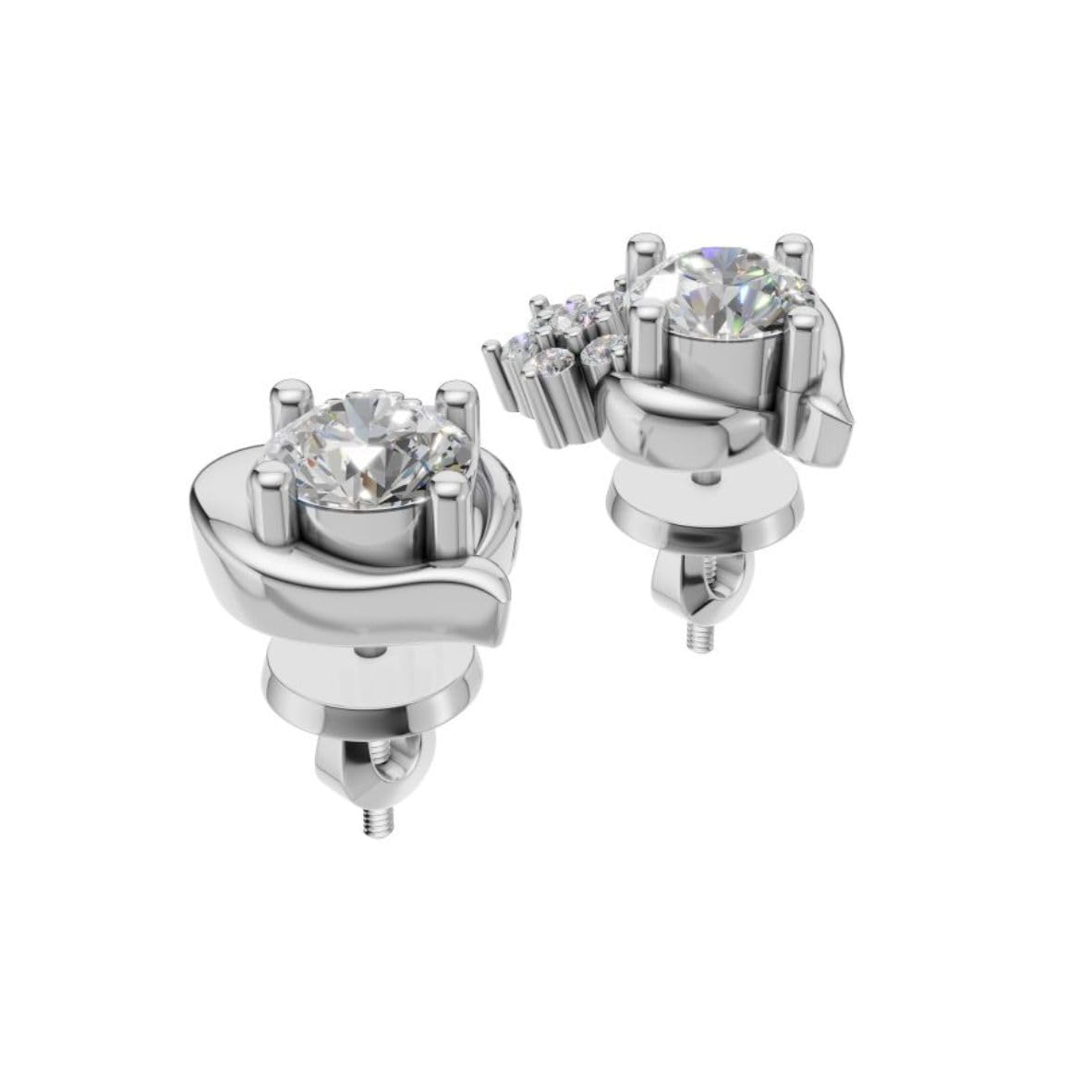 Silver Twinkling Heart Stud Earrings