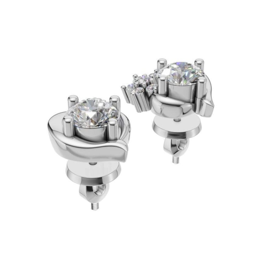 Silver Twinkling Heart Stud Earrings