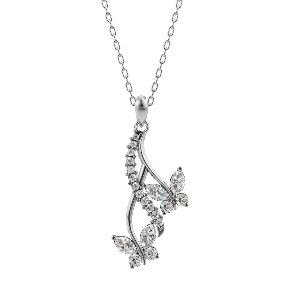 Silver Drop Butterfly Pendant