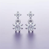 Silver Twin Radiant Drop Earrings