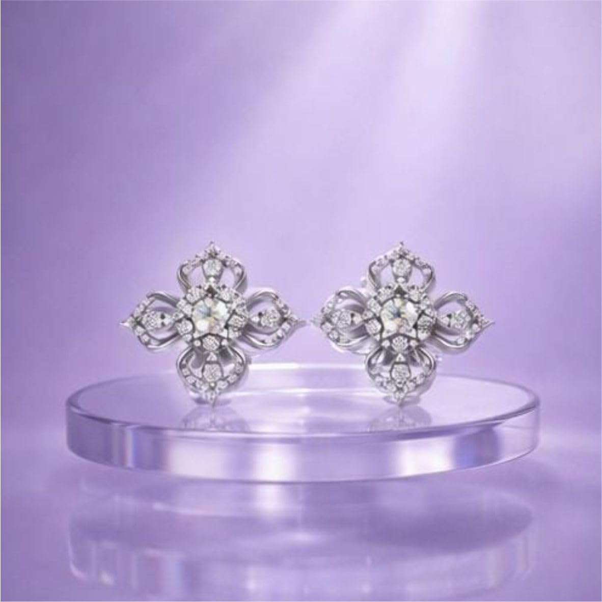 Silver Regal Petal Cluster Earrings
