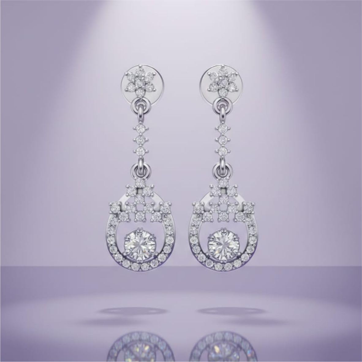 Silver Dazzling Cascade Drop Earrings