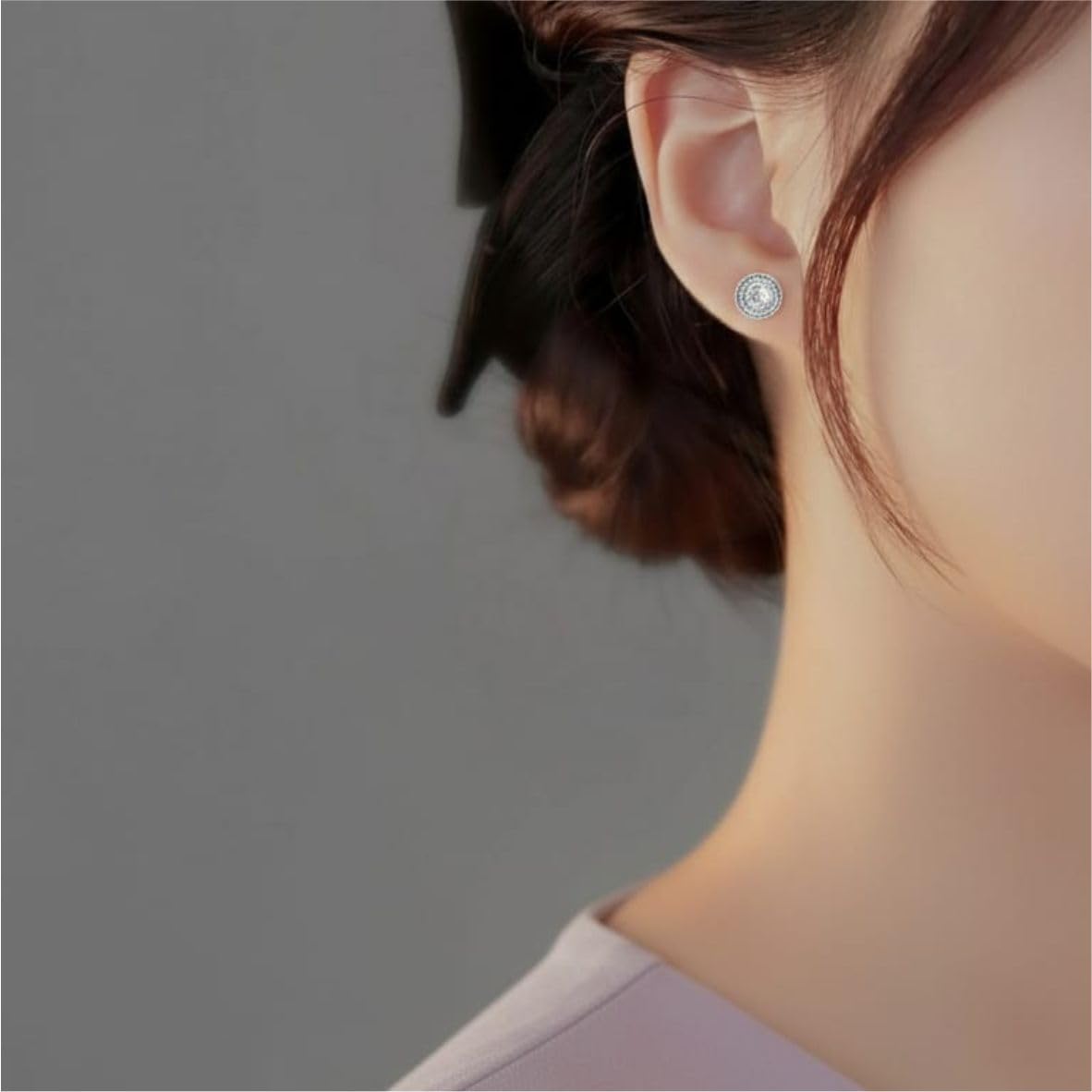 Silver Celestial Halo Stud Earrings