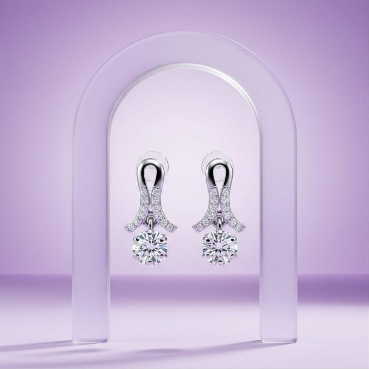 Silver Grace Arc Drop Earrings