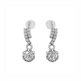 Silver Radiant Curve Drop Earrings