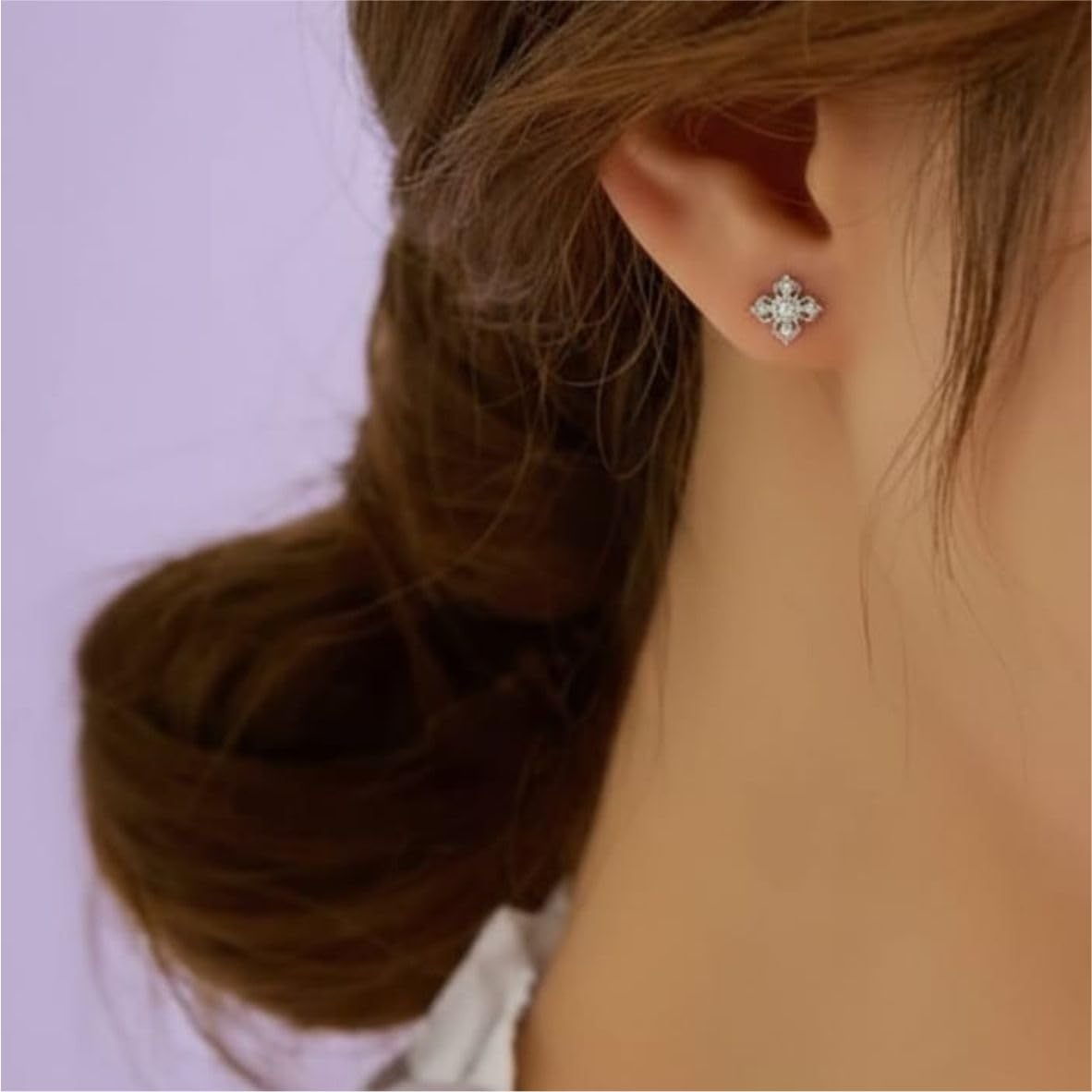 Silver Regal Petal Cluster Earrings