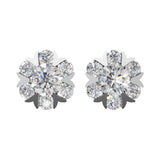 Silver Floral Radiance Stud Earrings