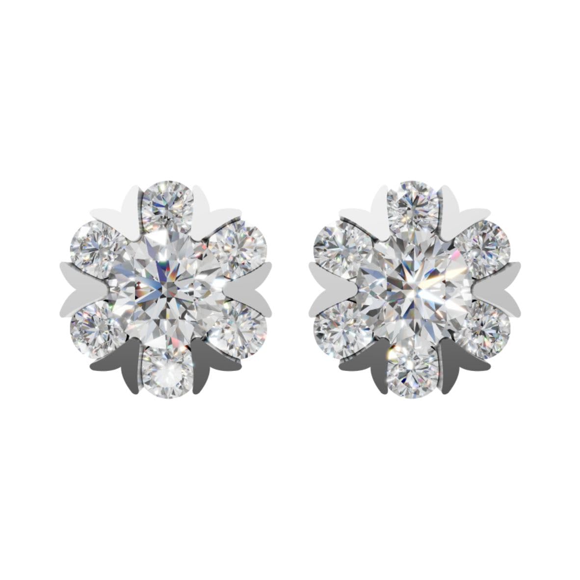 Silver Floral Radiance Stud Earrings
