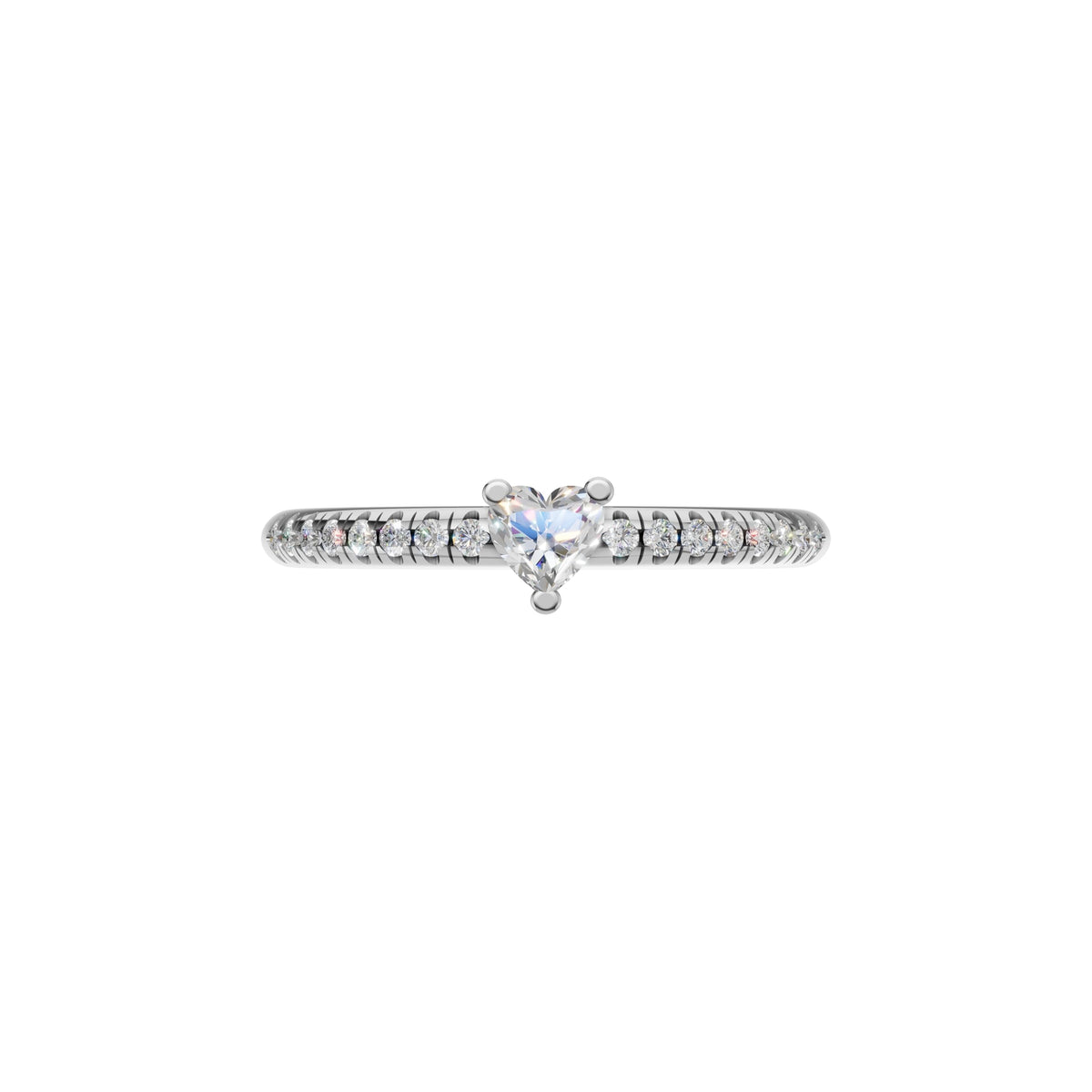 Silver Heart-Cut Solitaire Ring